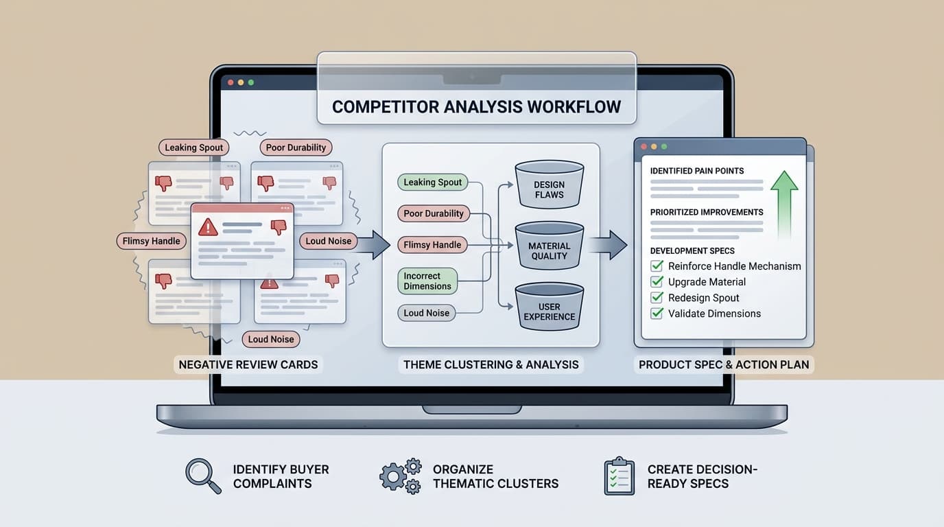 Turn Competitor Bad Reviews Into a Product Spec: A Step-by-Step Amazon Competitor Analysis Workflow