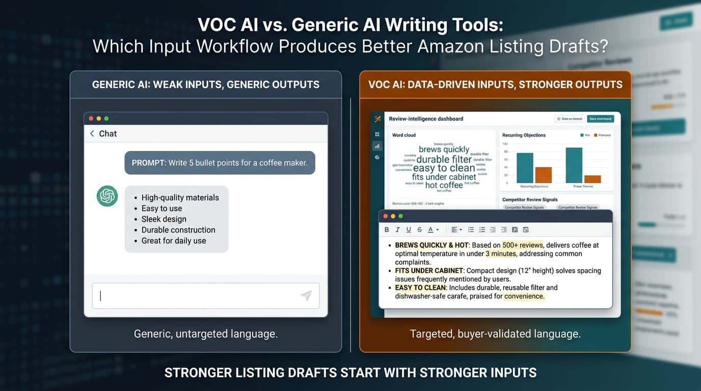 VOC AI vs. Generic AI Writing Tools: Which Input Workflow Produces Better Amazon Listing Drafts?