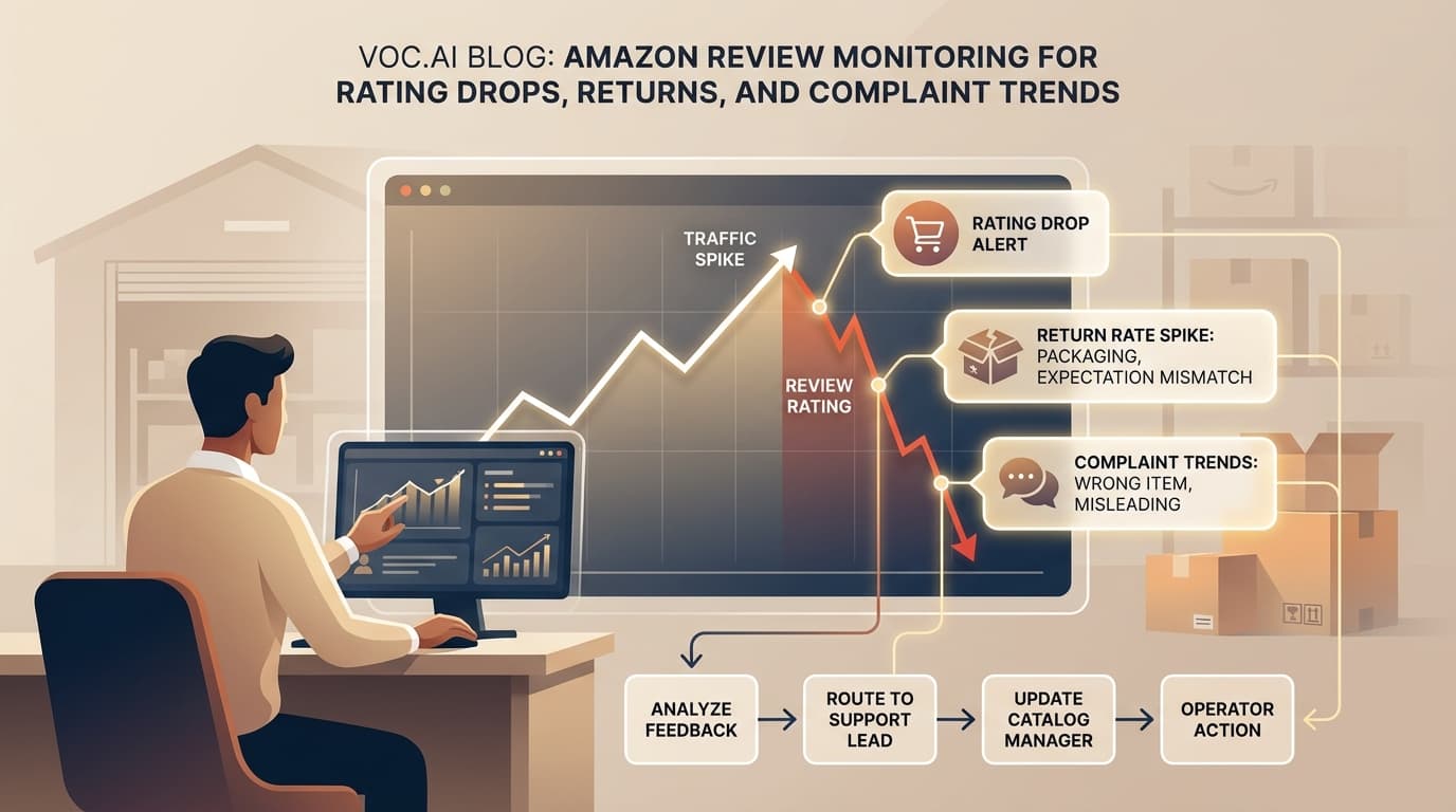 Amazon Review Monitoring for Rating Drops, Returns, and Complaint Trends