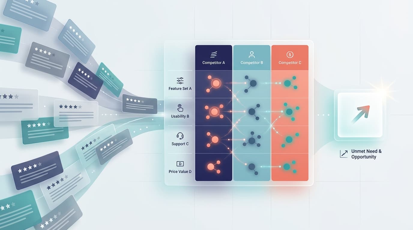 Review Mining for Competitive Analysis: Find Product Gaps in Customer Complaints